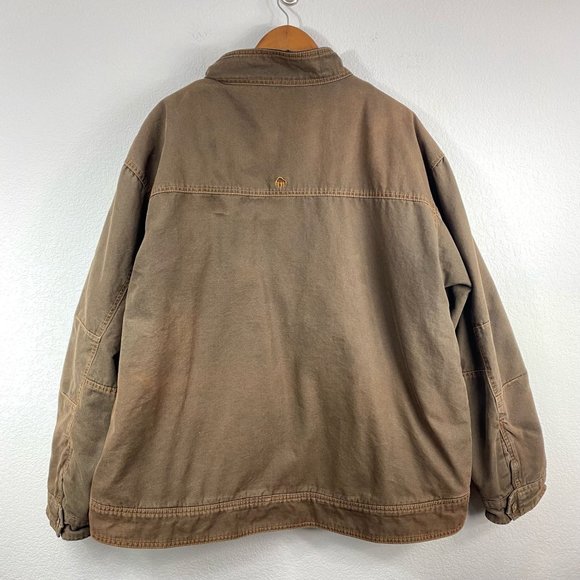 Wolverine Mens Fleece Lined Insulated Canvas Coat Jacket Heavy Duty Brown XXL - Picture 2 of 11